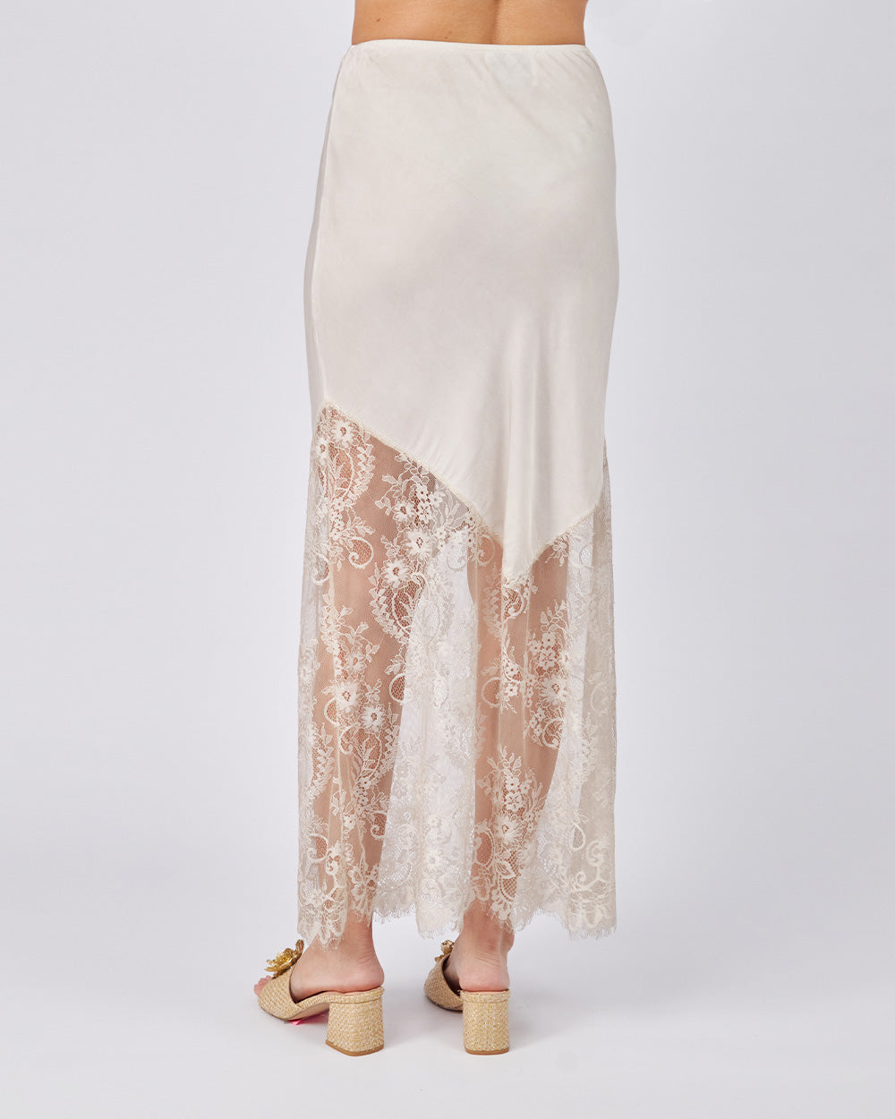 Beige Silk Skirt Lace