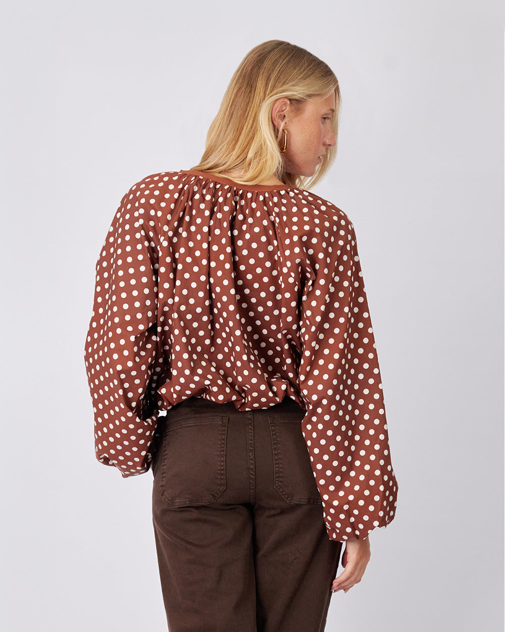 Chocolate Blouse Polka Dots