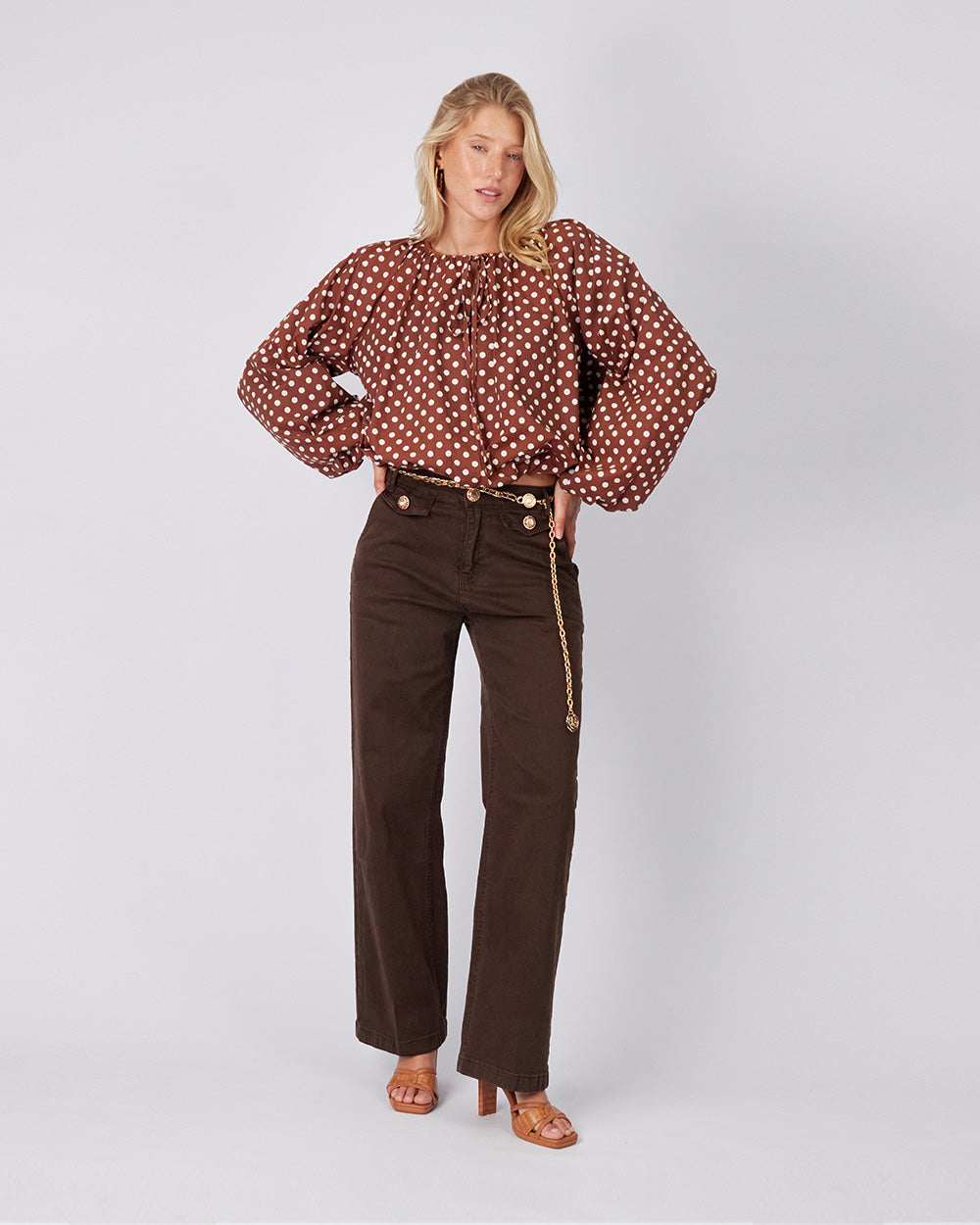 Chocolate Blouse Polka Dots