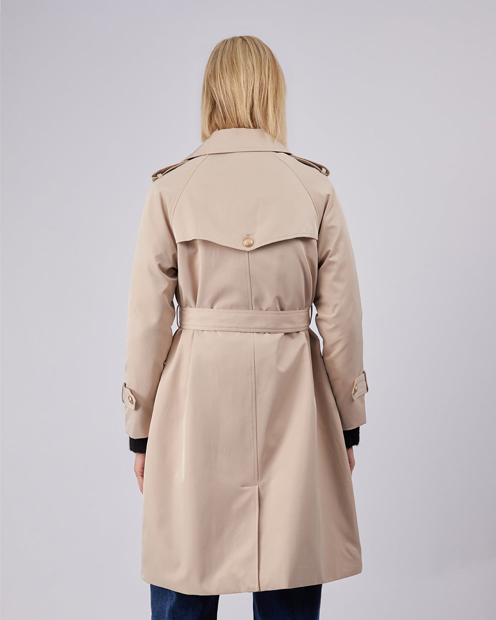 Beige Trench Coat Gold Buttons