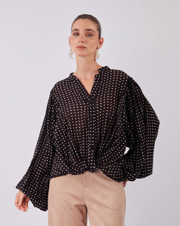 Beige Polka Dot Blouse