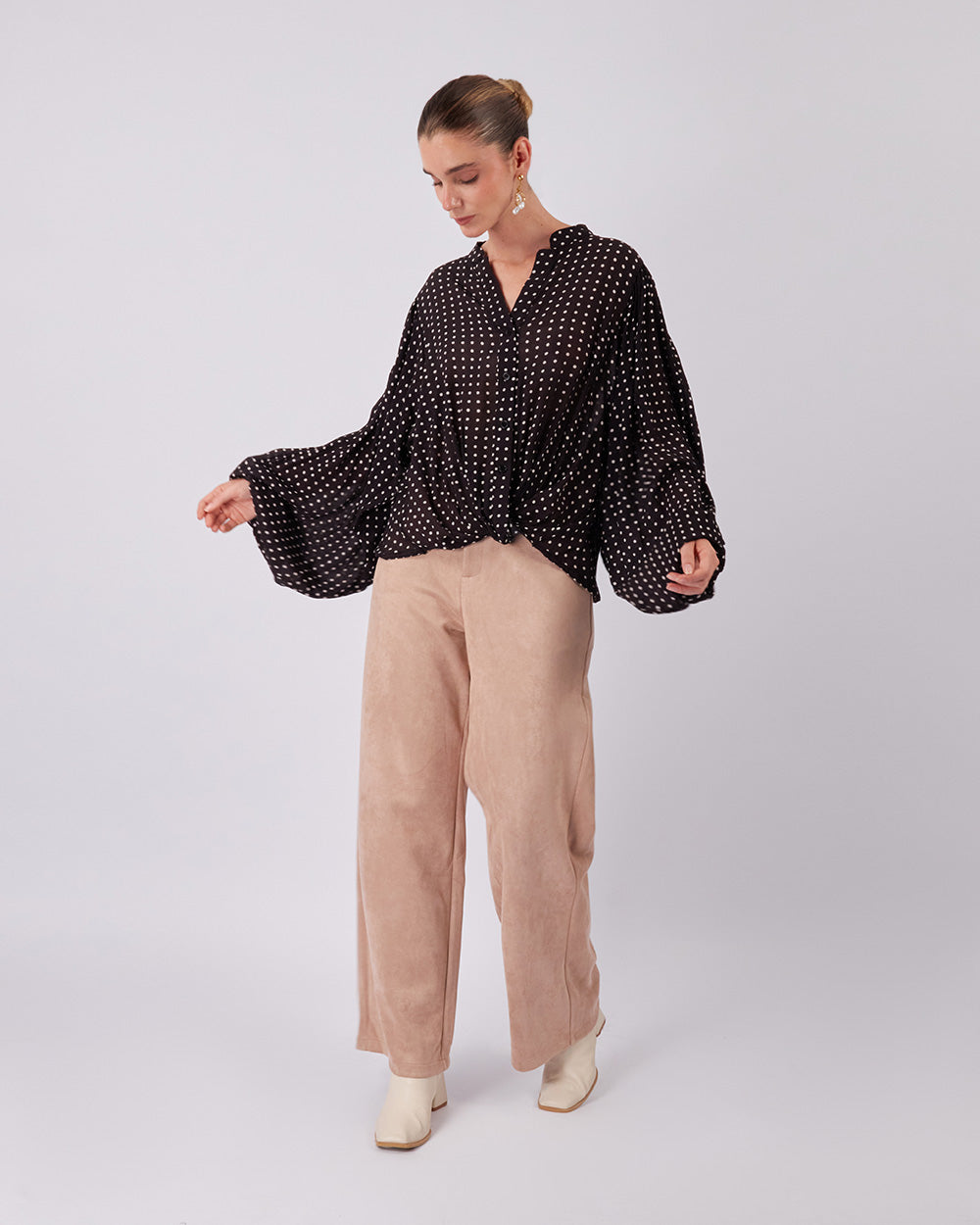 Beige Polka Dot Blouse