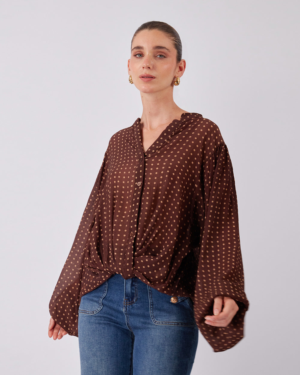 Beige Polka Dot Blouse