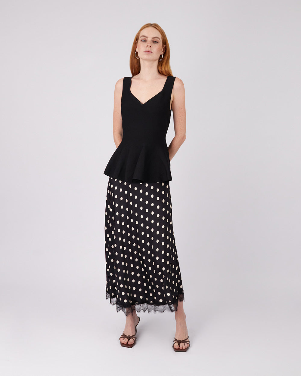 Brown Skirt With Polka Dots
