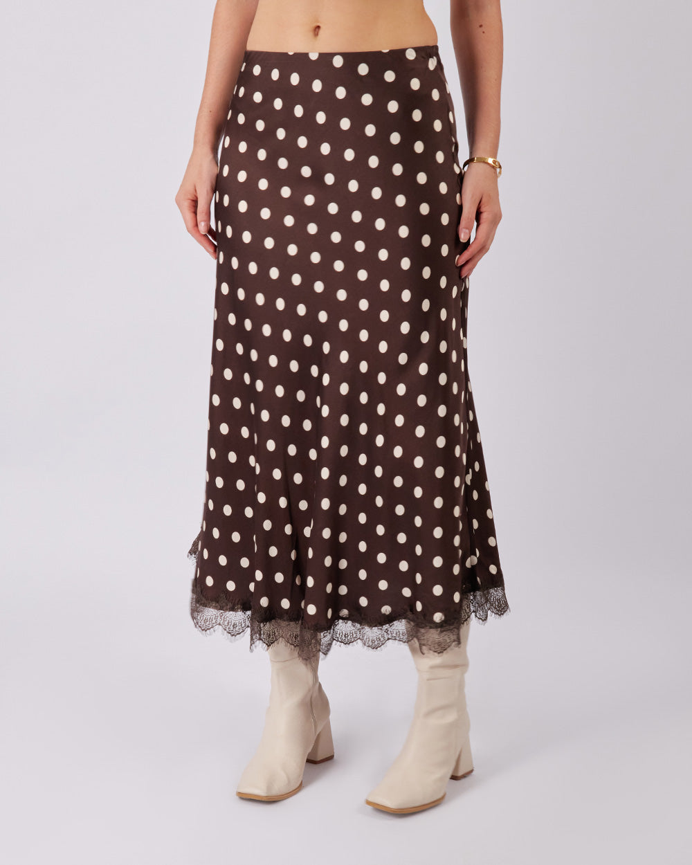 Brown Skirt With Polka Dots