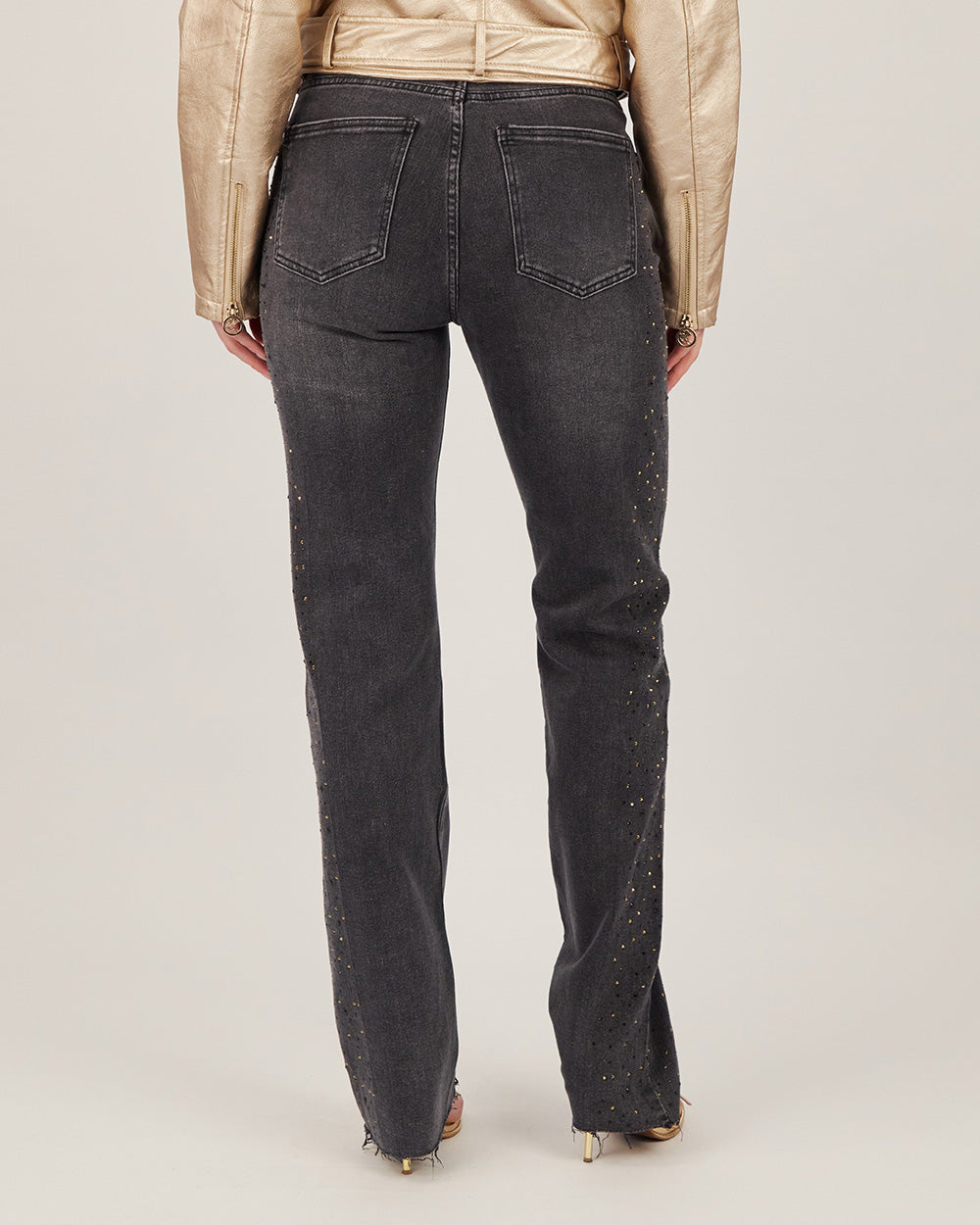 Black Sparkle Straight Denim