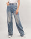 Distressed barrel jean pants