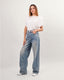Distressed barrel jean pants