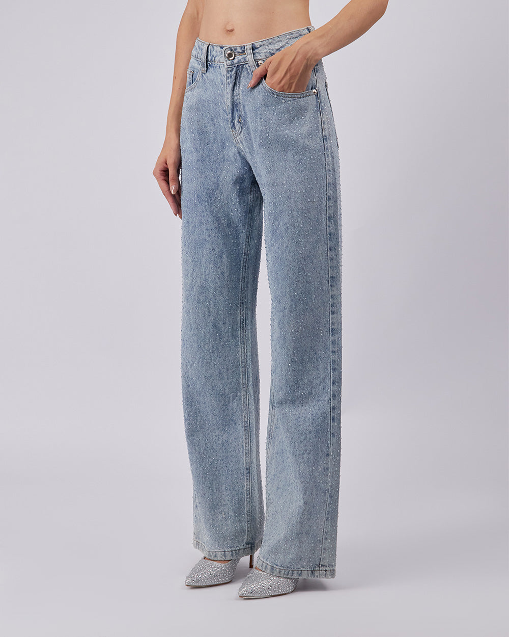 Light Blue Sparkle Denim Pants
