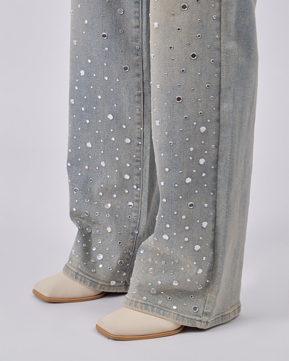 Light Blue Denim Pants Studs