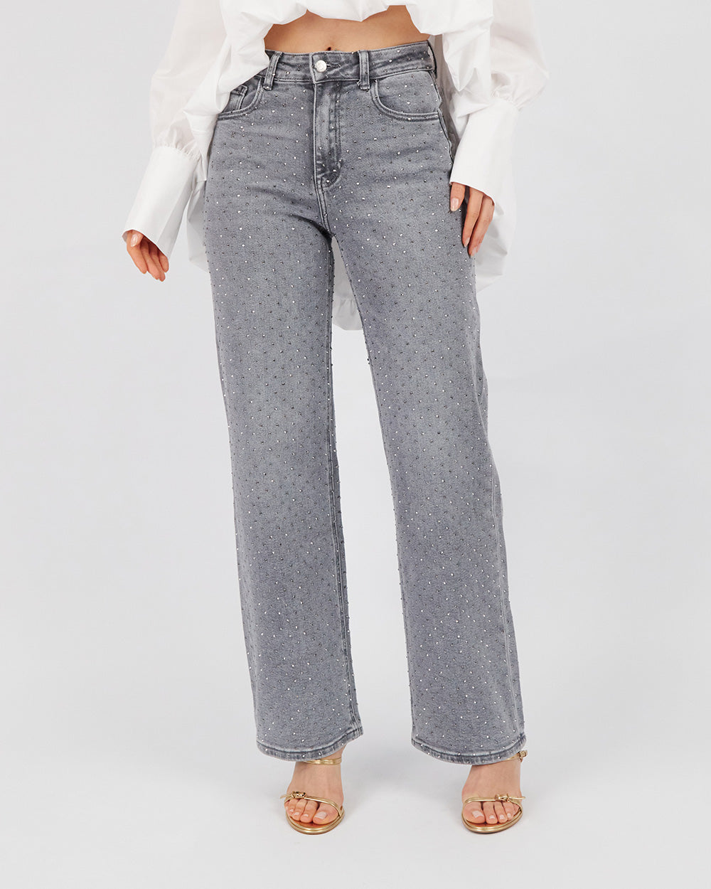 Full Sparkle Gray Denim Pants