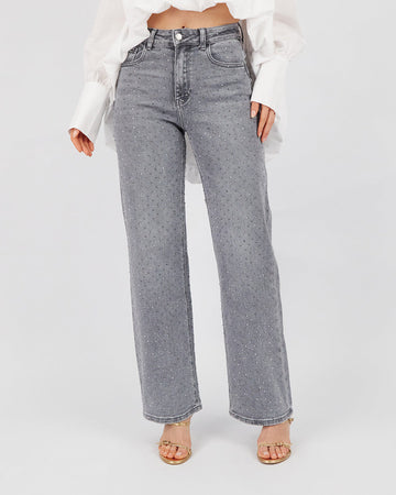 Full Sparkle Gray Denim Pants