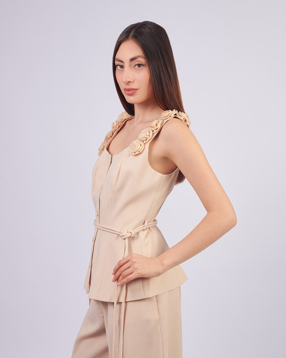 Beige Blossom Top