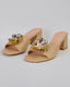 Beige Sandal With 3D Gold Flower
