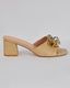 Beige Sandal With 3D Gold Flower