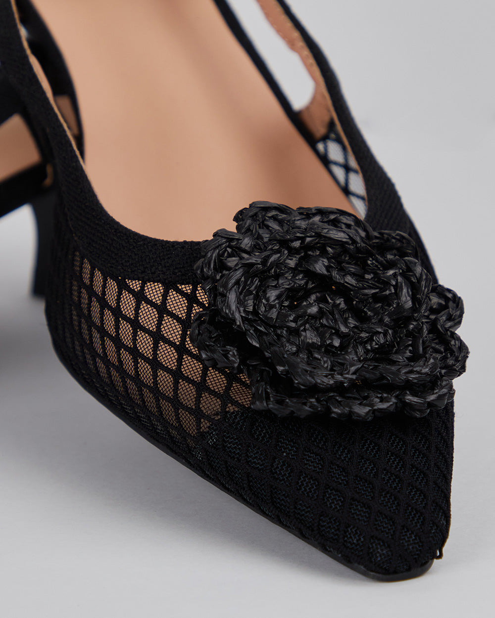 Black Stiletto With 3D Black Flower