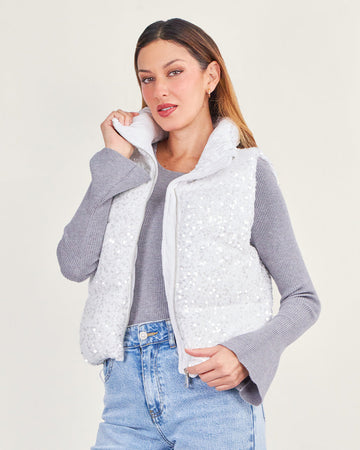 White sequin vest