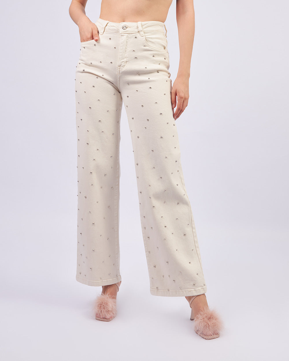 Cream Sakura Shine Jeans