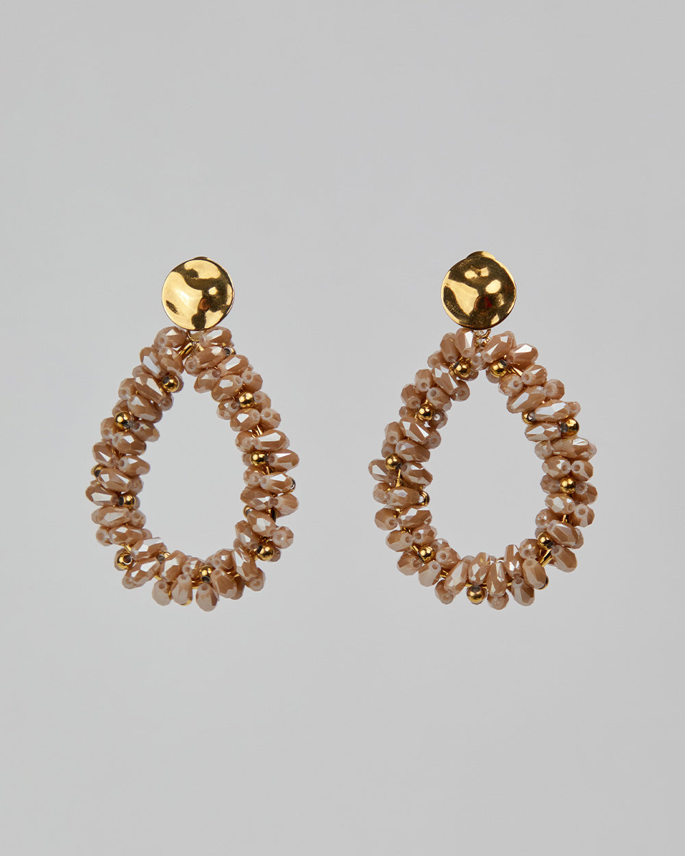 Gold Dangle Earrings With Nude Stones