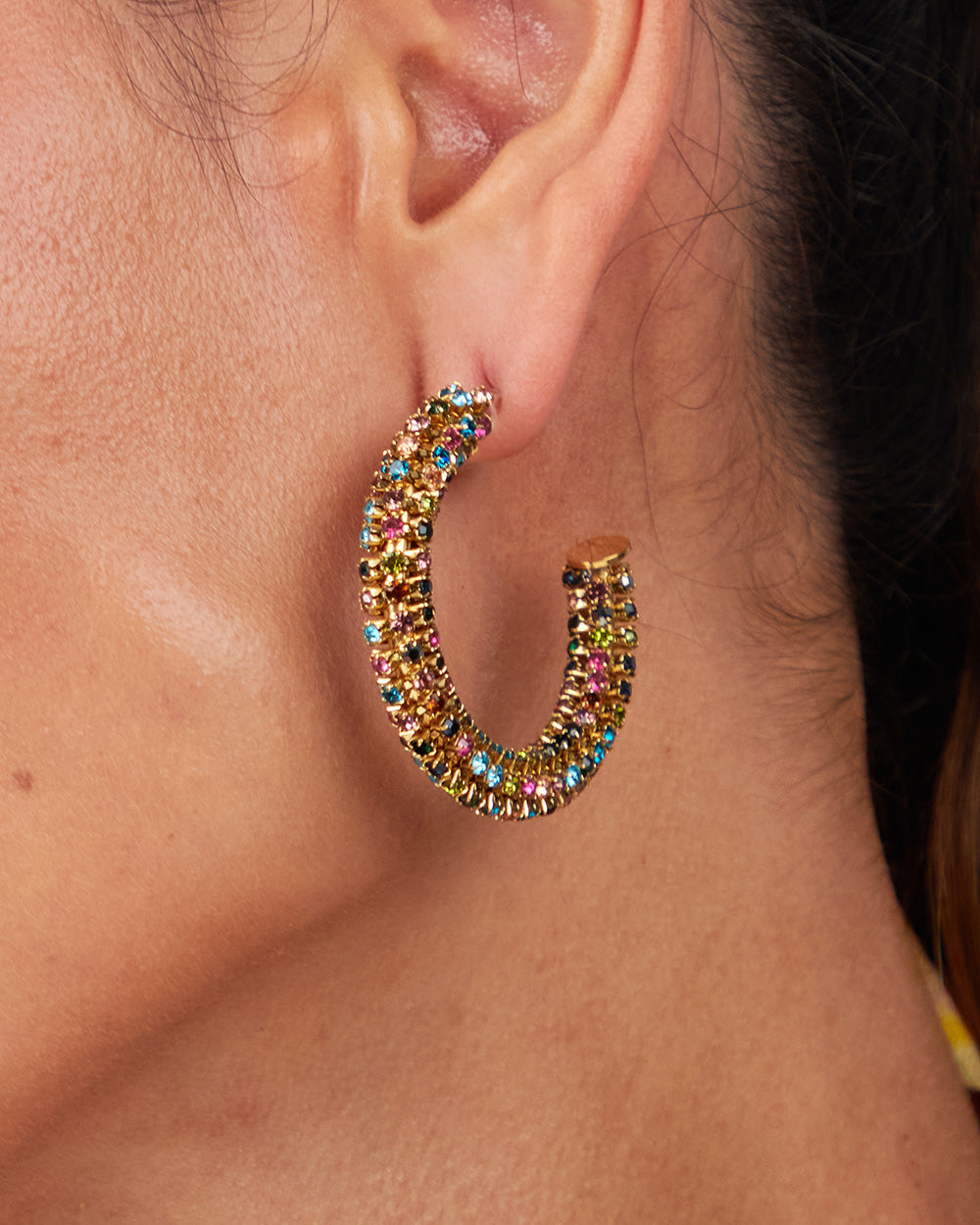 Sphere And Stone Pendant Earrings