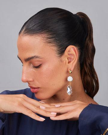 Pendant Earrings With Clear White Stones