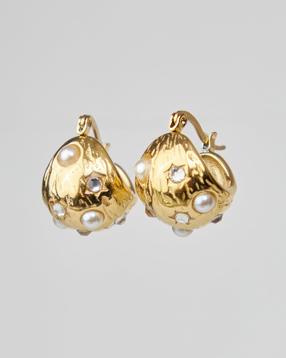 Gold Half Ball Honeycomb Earrings