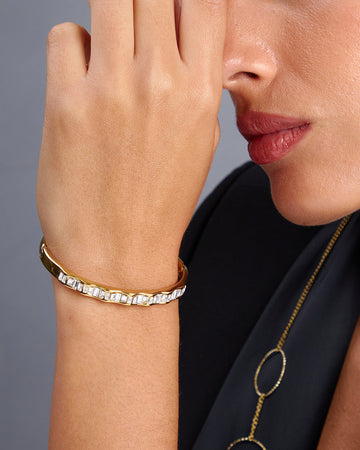 Gold Bracelet White Stones