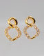 Double Square Gold Earrings With Pearls