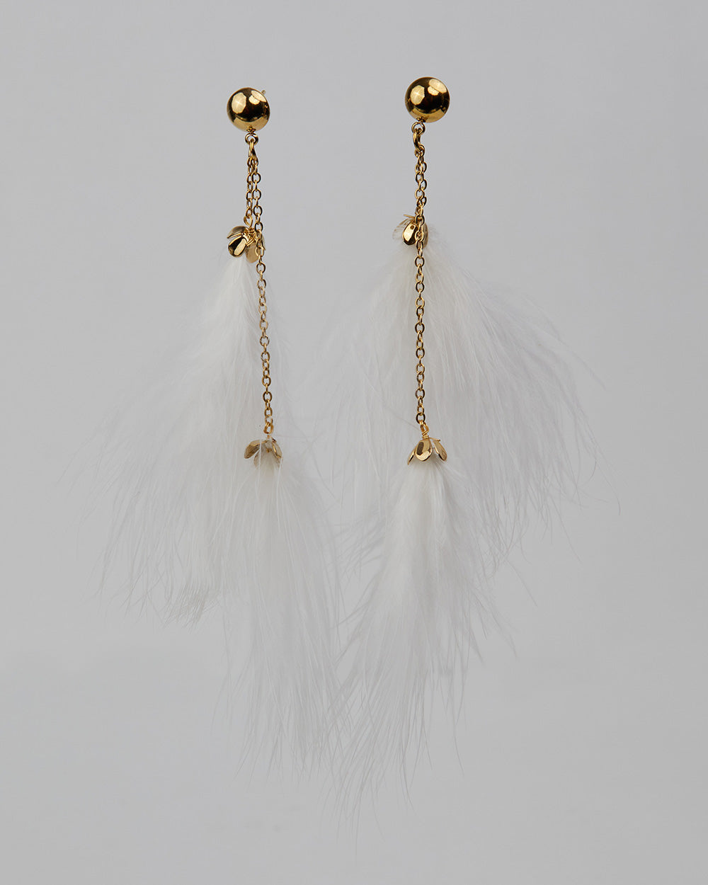 White Feather Earrings