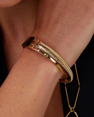 Gold Bracelet Three Strips Crossing
