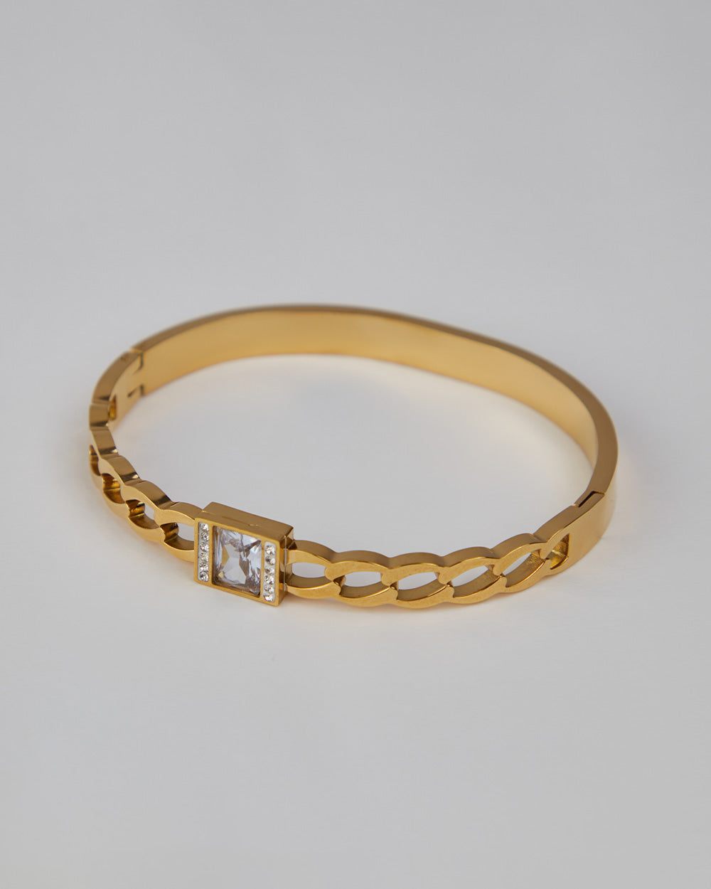 Gold Bracelet 3 Rows Of Rhinestones