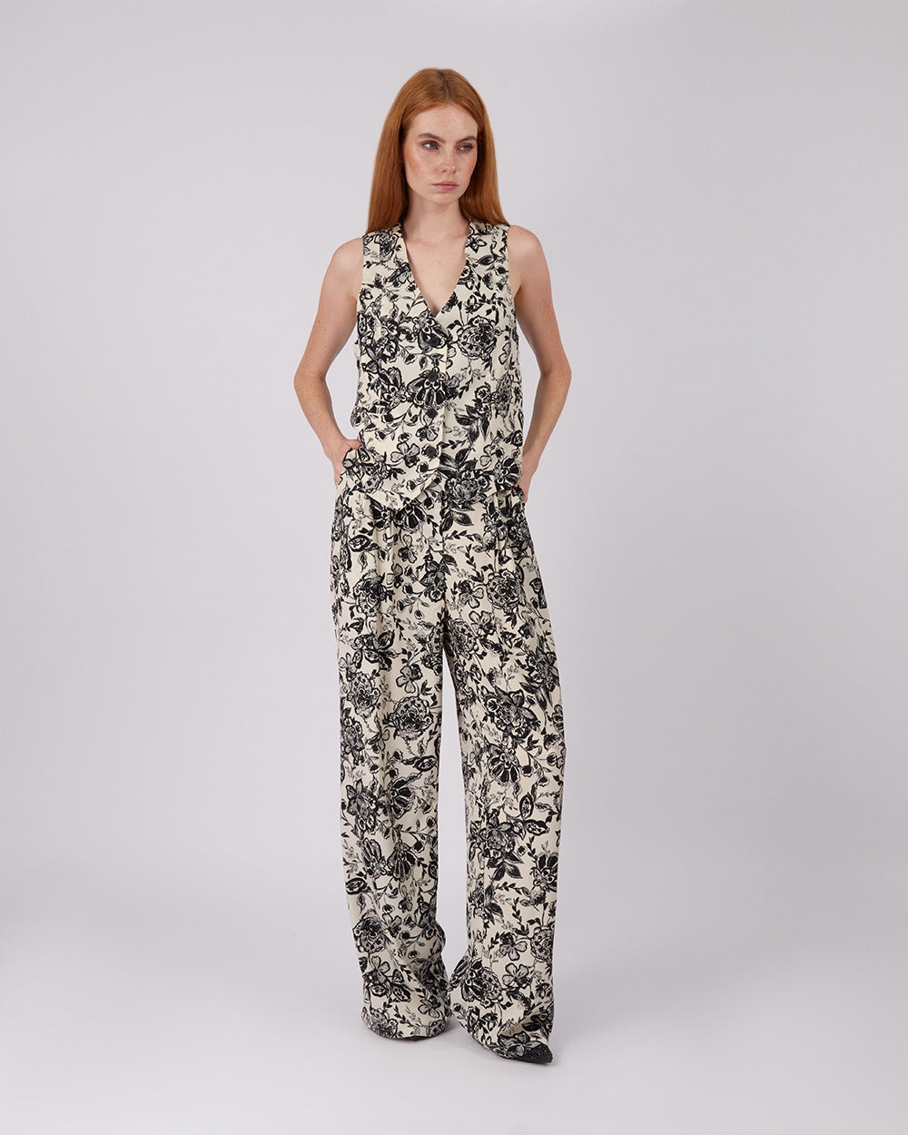 White Vest Floral Print