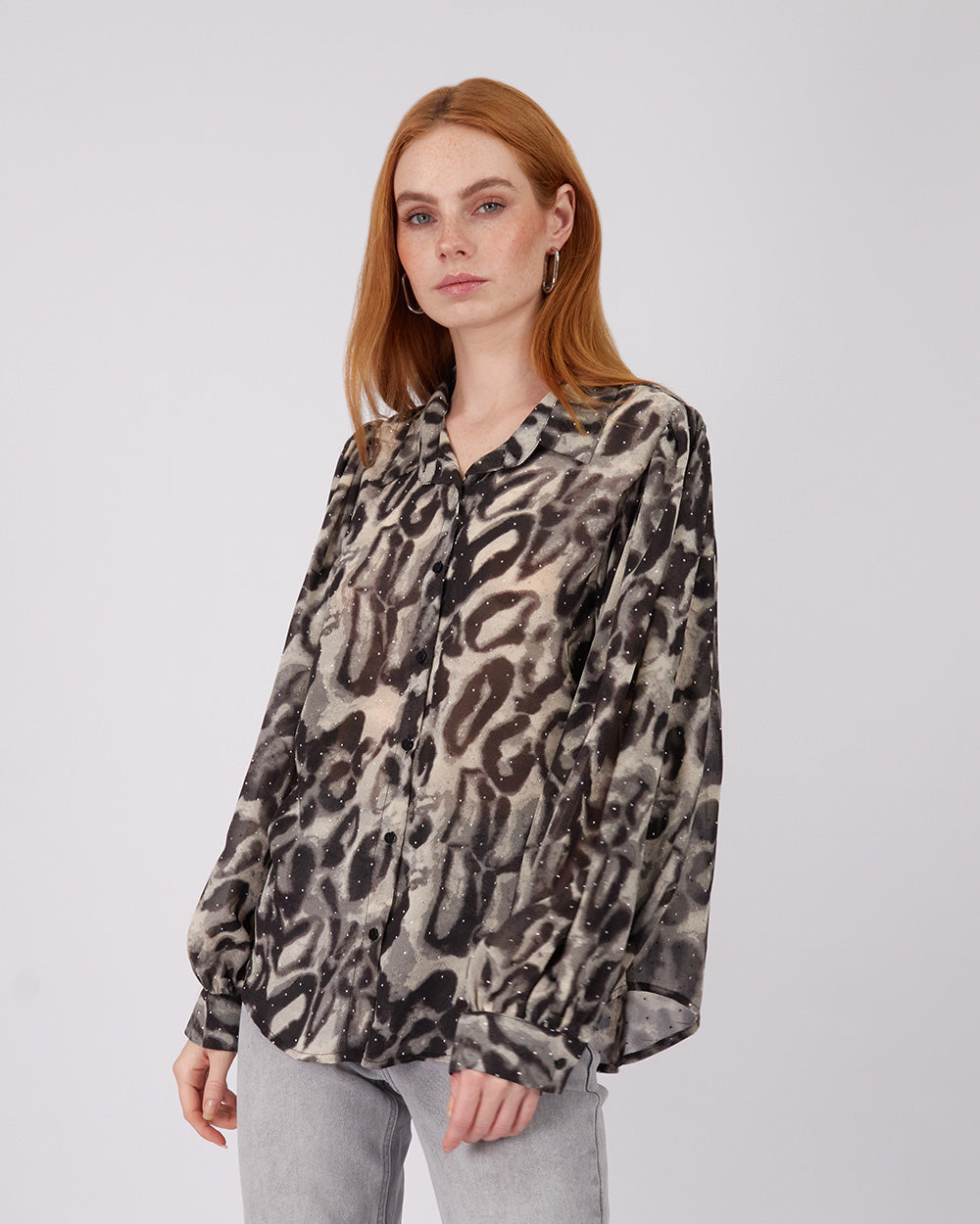 Grey Animal Print Shirt