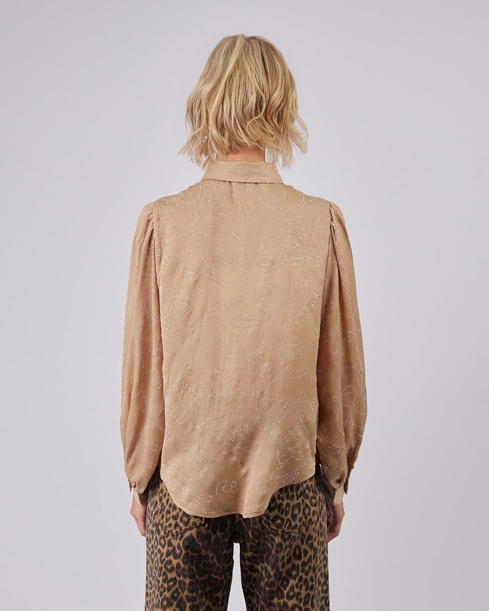 Sparkle Beige Silk Shirt