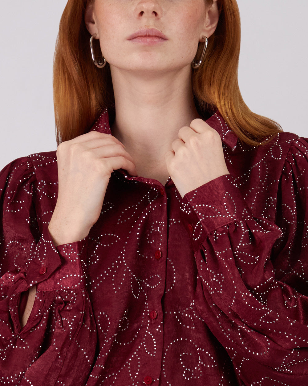 Burgundy Shirt Sparkle Flower