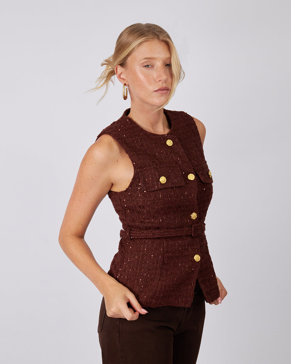 Brown Tweed Sparkle Vest