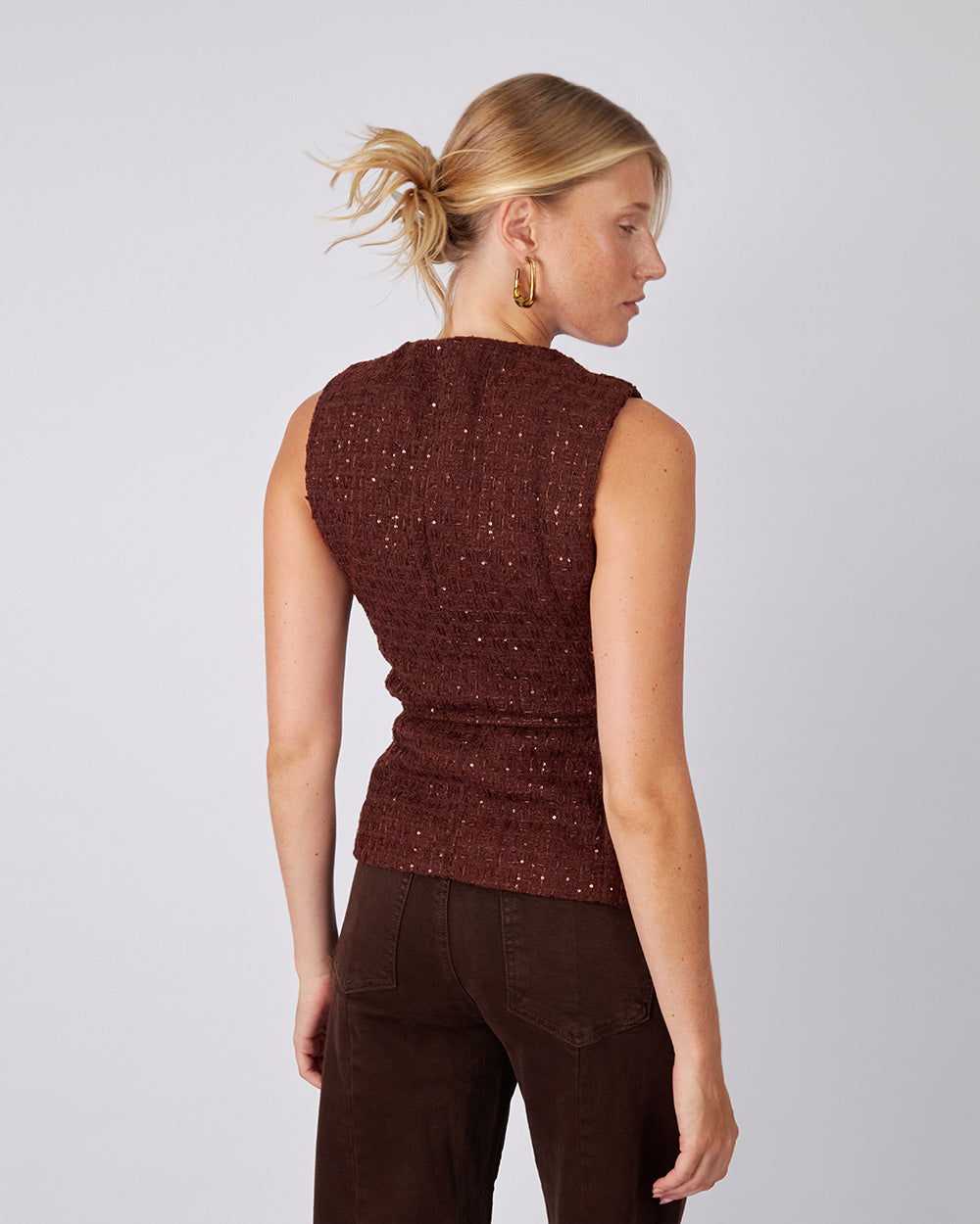 Brown Tweed Sparkle Vest