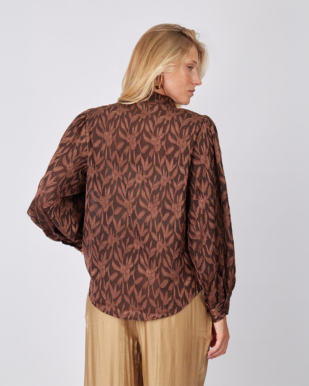 Brown Shirt Leaf Print