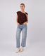 Brown Knitted Blouse Shoulder Detail