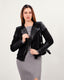 Black suede vegan leather jacket with double zipper flap