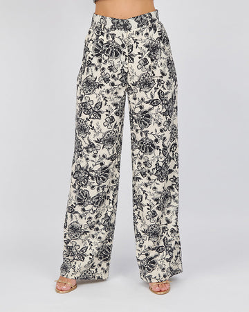 Pearl/Black Trousers Floral Print Fabric