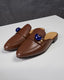 Flat Brown Leather Blue Heart