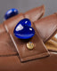 Flat Brown Leather Blue Heart