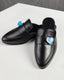 Flat Black Leather Light Blue Heart