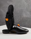 Flat Black Leather Orange Heart