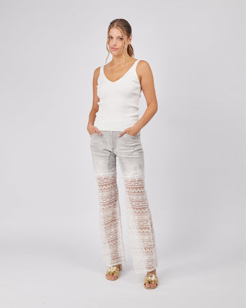 White Ribbed Knit Top