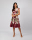 Cream Midi Dress Burgundy Flowers