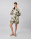 Midi Shirt Dres Green Floral Linens