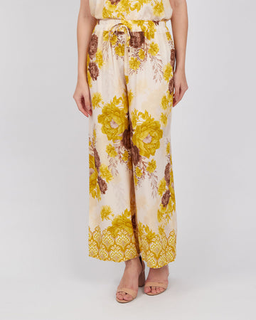 Cream Pants With Yellow Flowers