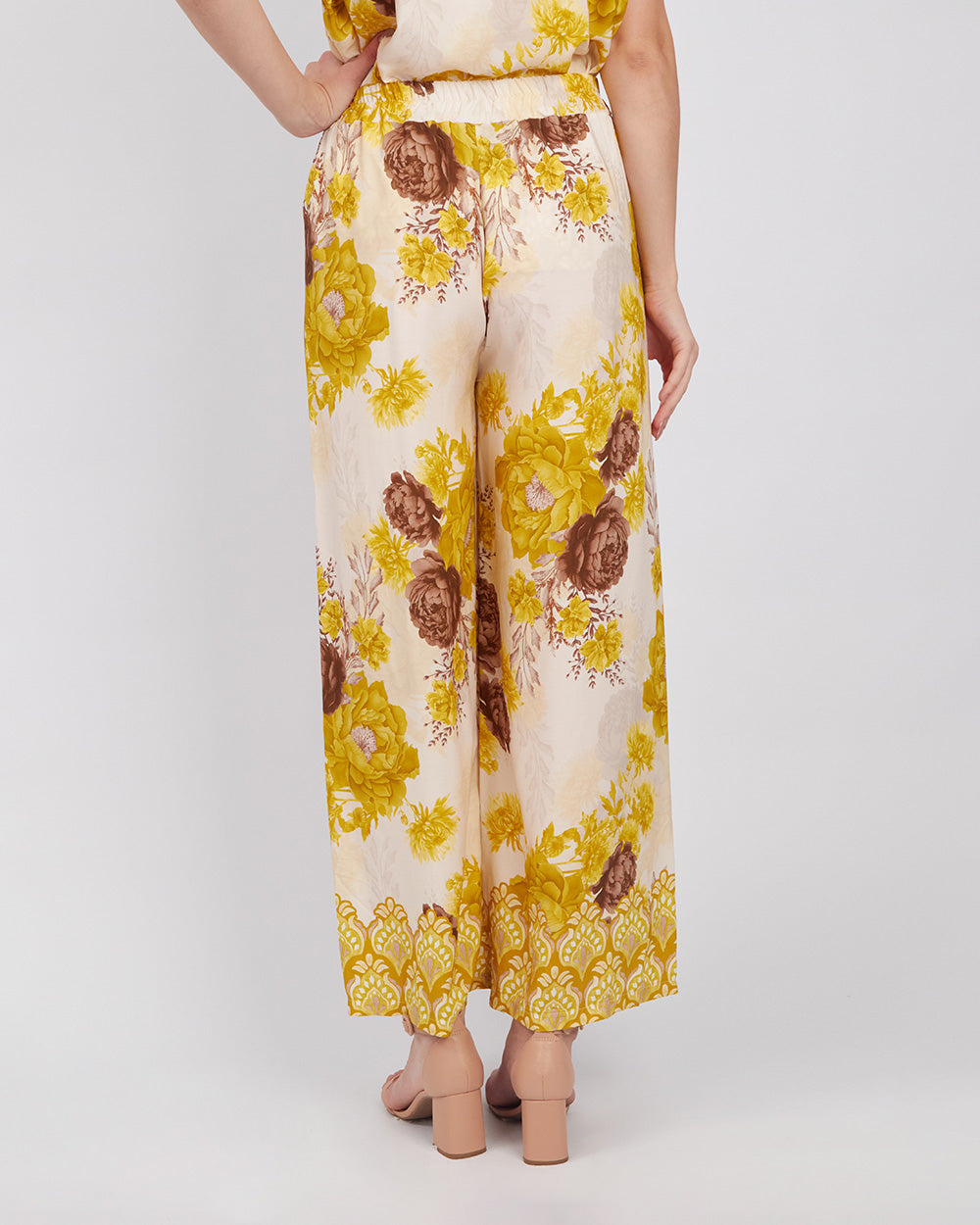 Cream Pants With Yellow Flowers